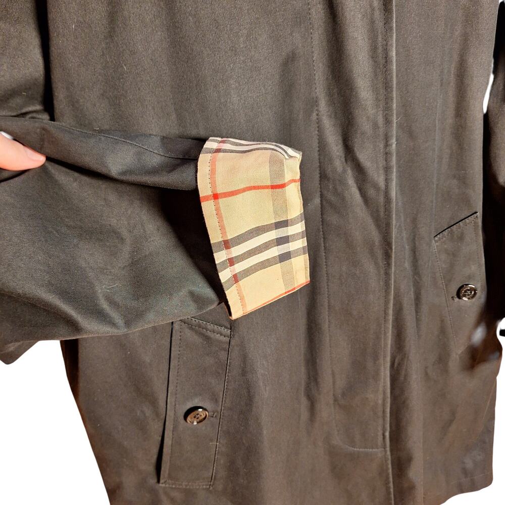 Burberry Carmen Trench coat Black canvas nova check plaid interior button down - Picture 13 of 16